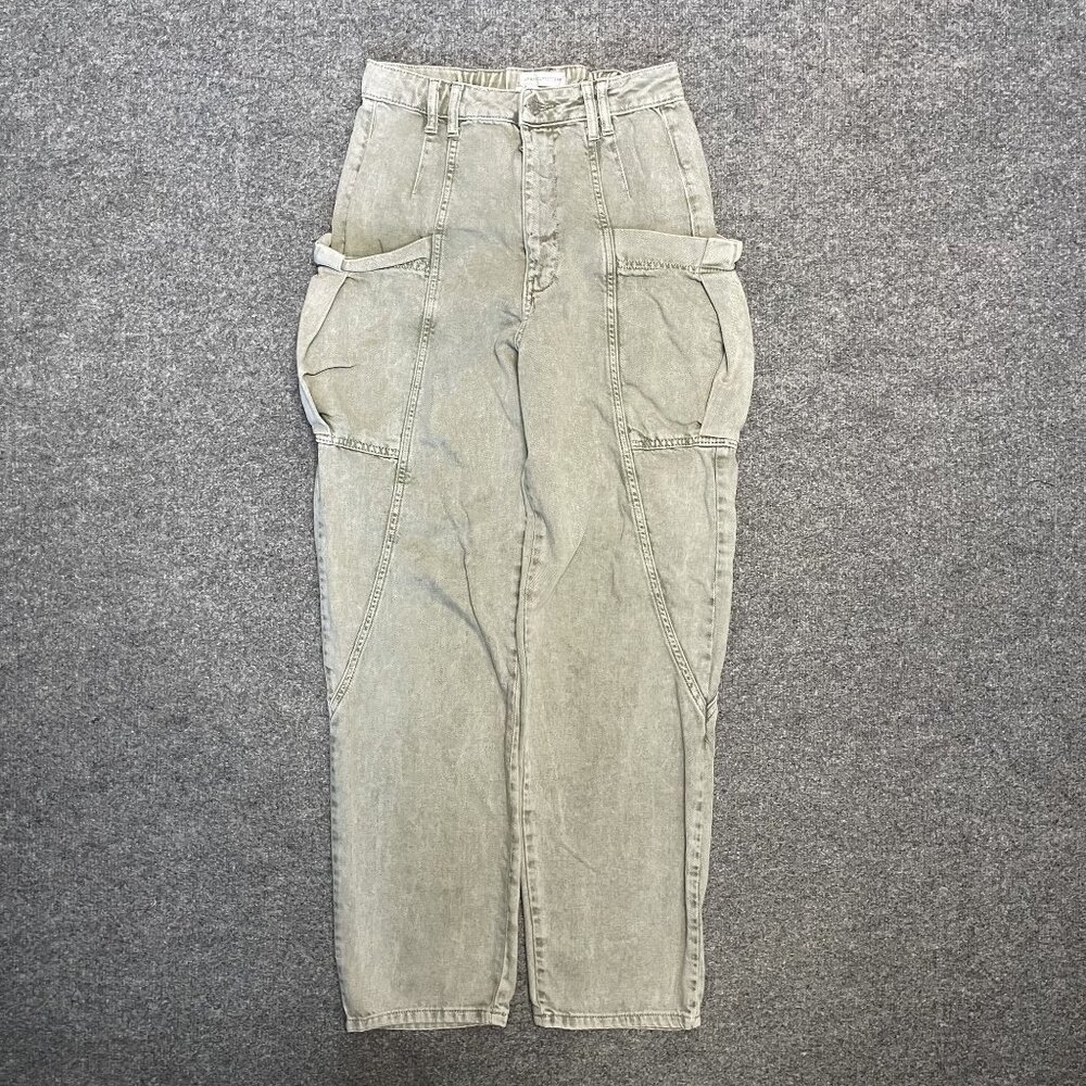 Urban Outfitters Tess High-Waisted Baggy Cargo Jeans Light Green Wash Size S
